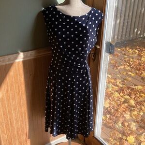 Lauren Ralph Lauren Navy Polka Dot Mini Dress